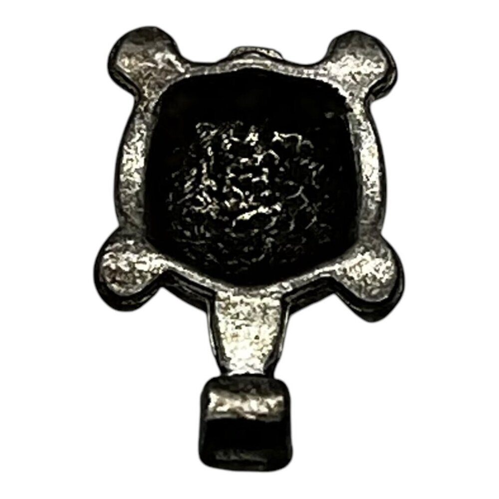 Turtle Shaped Silver Tone Metal Pendant With Floral Engravings 2cm - Picture 2 of 6